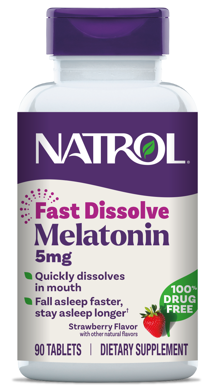Мелатонін швидкорозчинний, 3 мг, смак полуниці, Melatonin, Fast Dissolve, Natrol, 90 таблеток