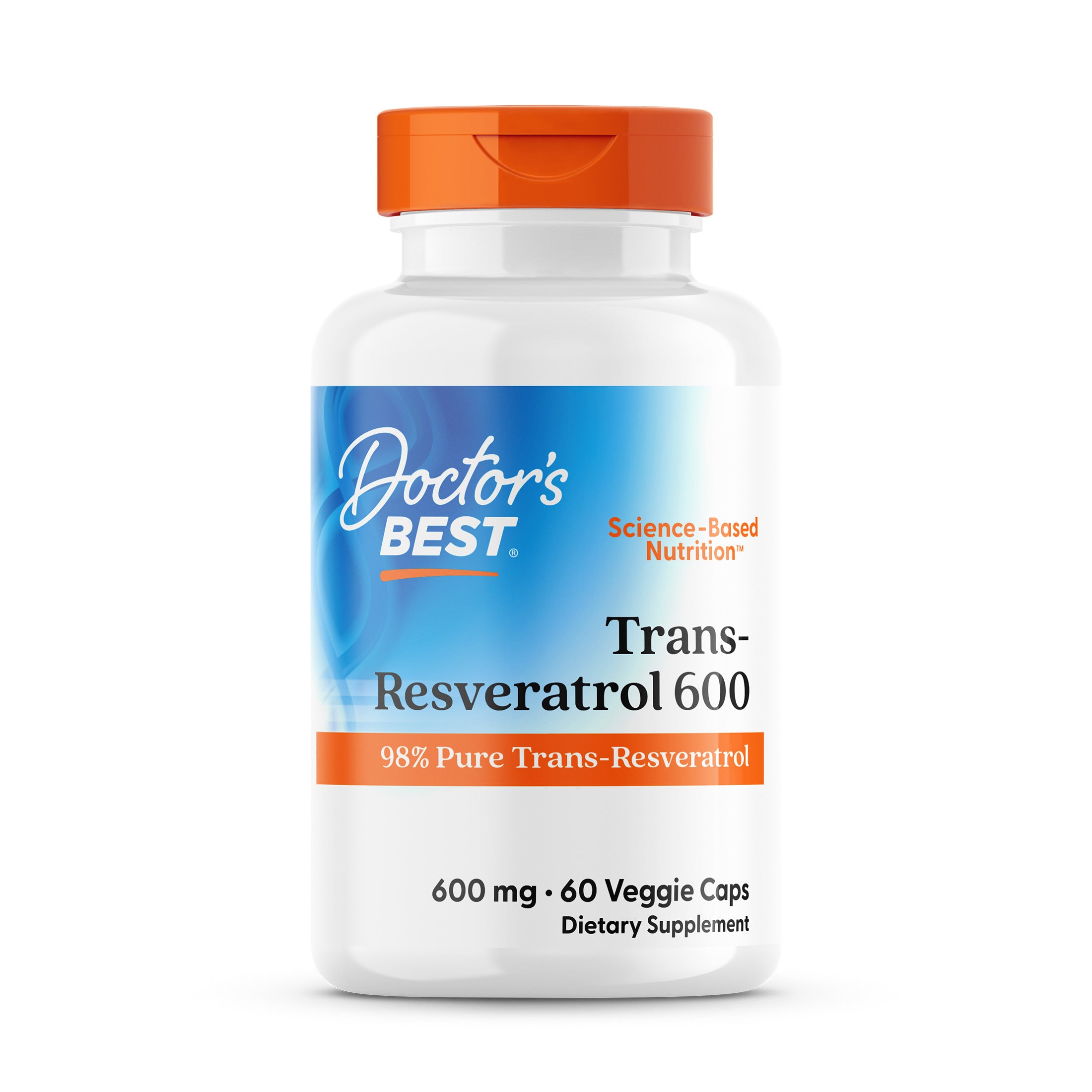 Ресвератрол, Doctor's Best High Potency Trans-Resveratrol 600, 600 мг, 60 вегетаріанських капсул