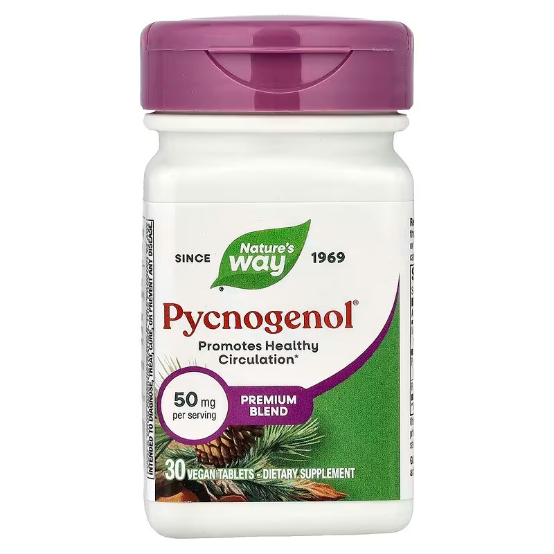 Пікногенол, екстракт соснової кори, Nature's Way Pycnogenol, 50 мг, 30 таблеток