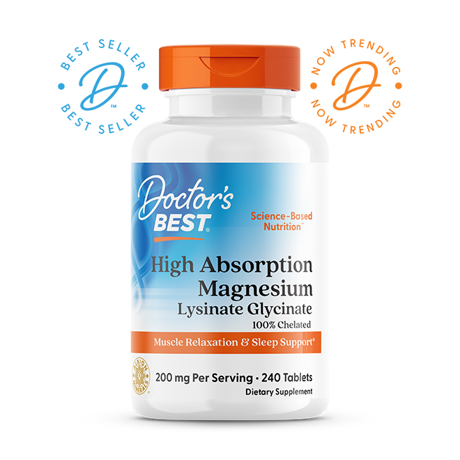 Магній хелат, Magnesium, Doctor's Best, з високим ступенем засвоєння, 200 мг, 240 таблеток (100 мг у таблетці)