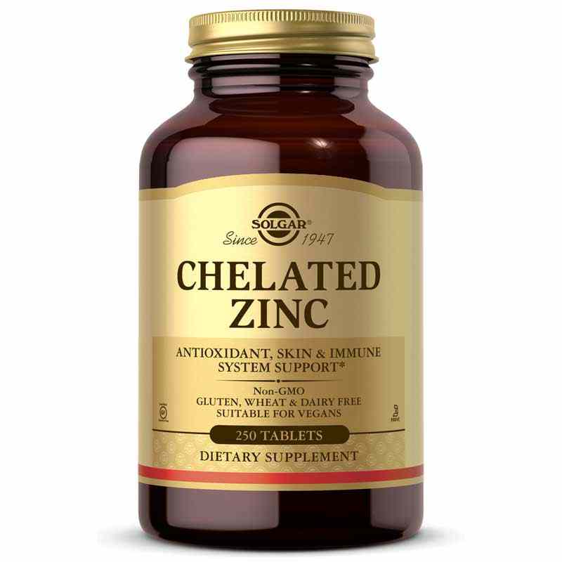 Цинк, Solgar Chelated Zinc, 250 таблеток