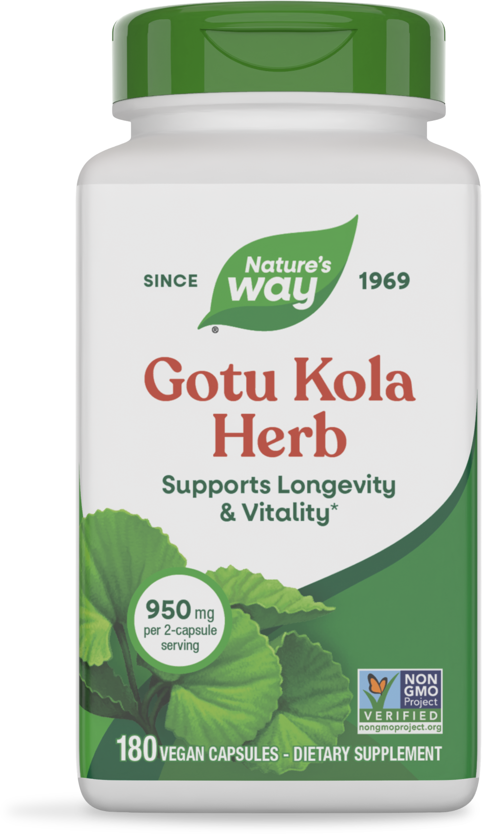 Готу кола, Nature's Way Gotu Kola Herb, 475 мг, 180 вегетаріанських капсул