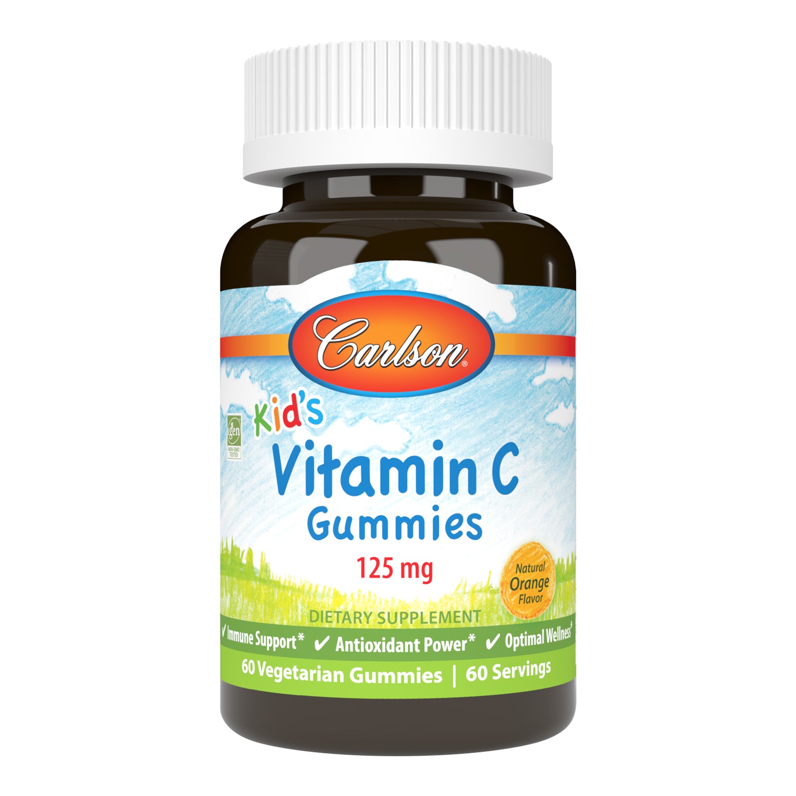 Вітамін С для дітей, Carlson Labs Kid's Vitamin C Gummies, 125 мг, 60 жувальних цукерок (Апельсин)
