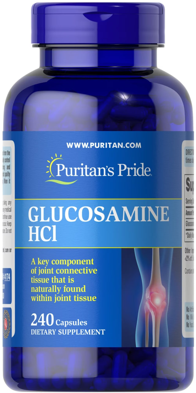 Глюкозамін, Puritan's Pride Glucosamine HCl, 680 мг, 240 капсул
