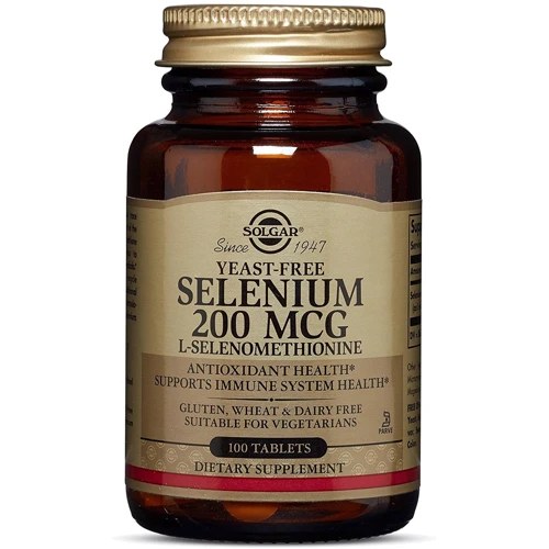 Селен, Solgar Yeast-Free Selenium, 200 мкг, 100 таблеток