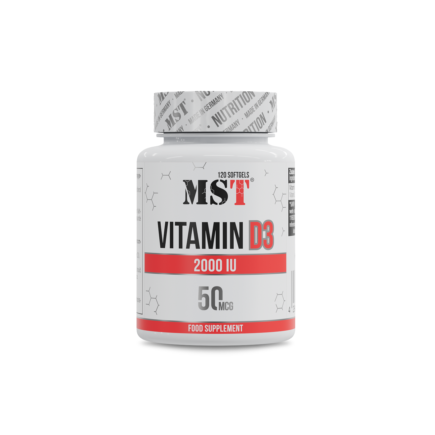 Вітамін D3, MST Vitamin D3 2000 IU, 120 м'яких капсул