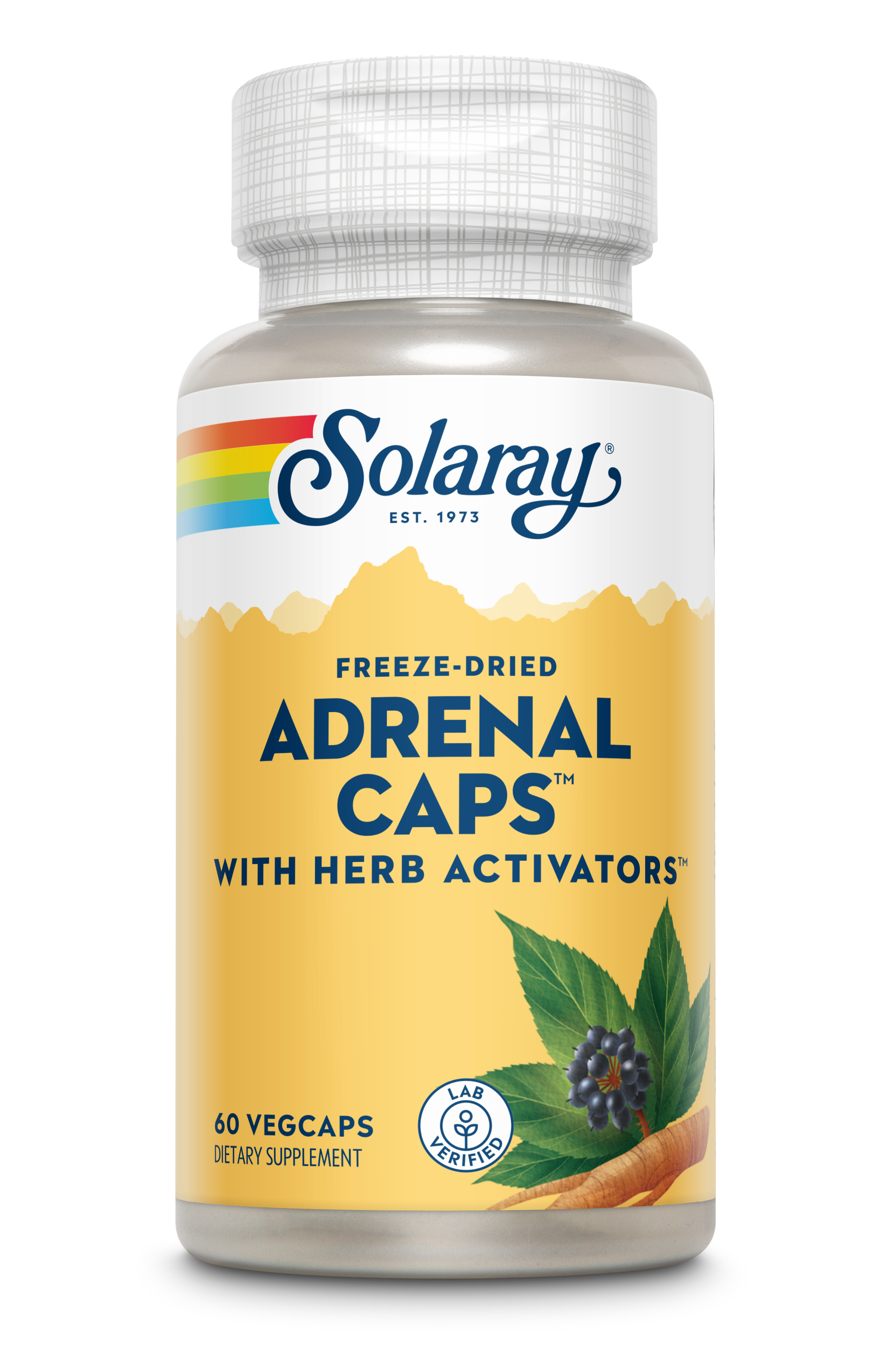 Здоров'я надниркових залоз, Solaray Freeze-Dried Adrenal Caps, 170 мг, 60 вегетаріанських капсул