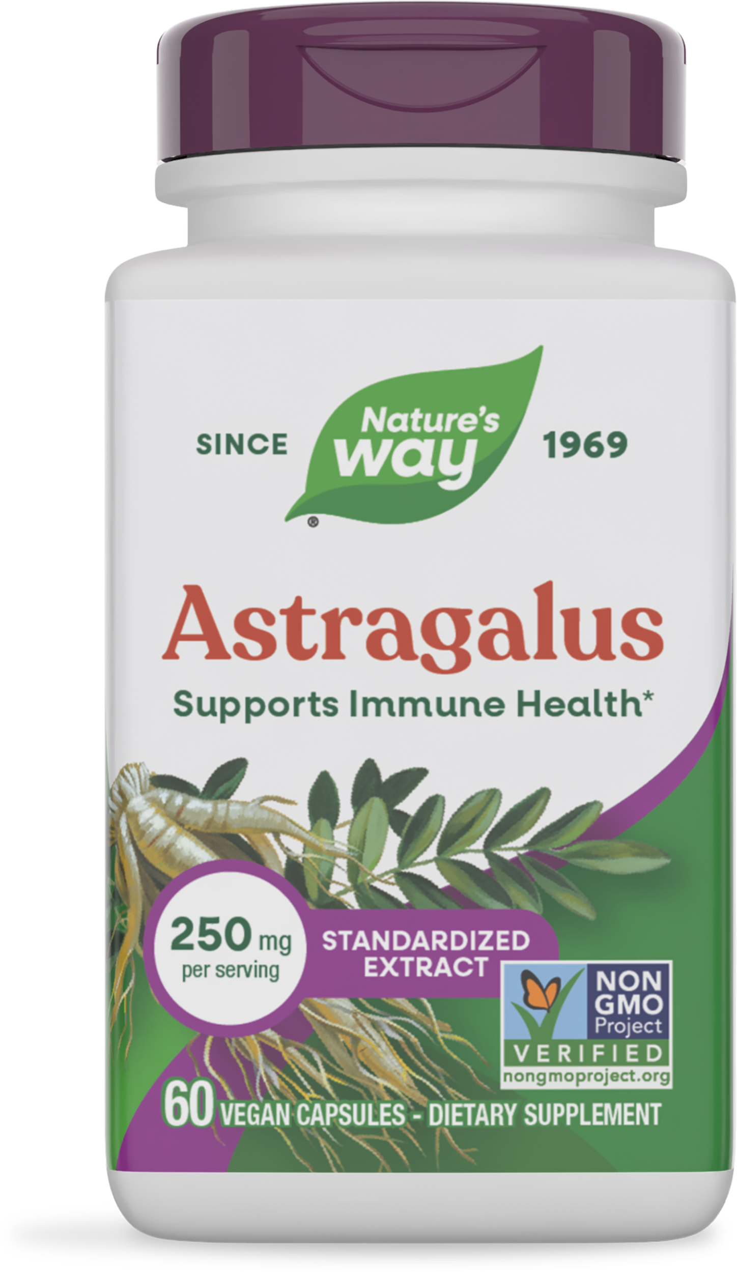 Астрагал, Nature's Way Astragalus Standardized, 60 вегетаріанських капсул