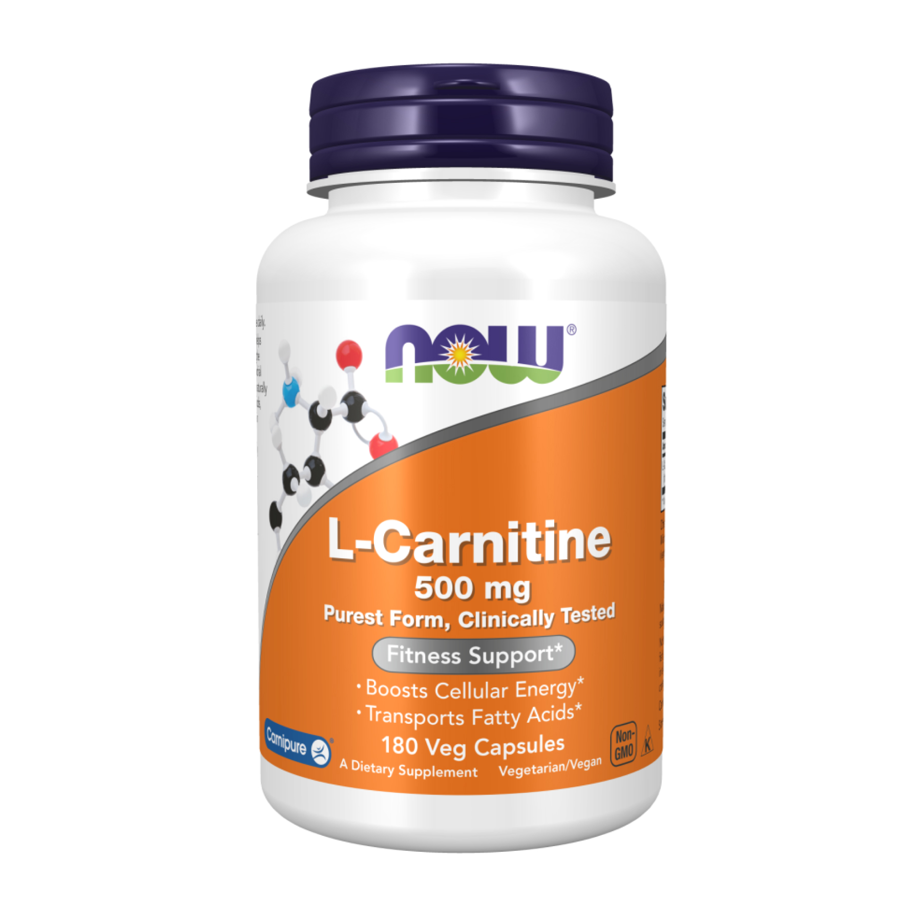 L-карнітин, Now Foods L-Carnitine, 500 мг, 180 вегетаріанських капсул
