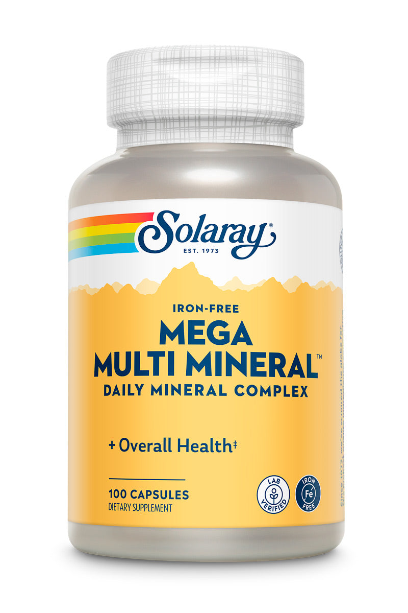 Мультимінеральний комплекс без заліза, Solaray Mega Multi Mineral Iron-Free, 100 капсул