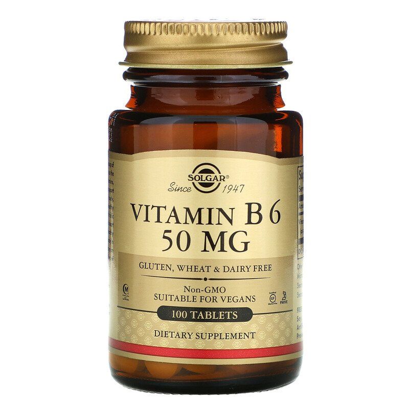 Вітамін B6, Solgar Vitamin B6, 50 мг, 100 таблеток