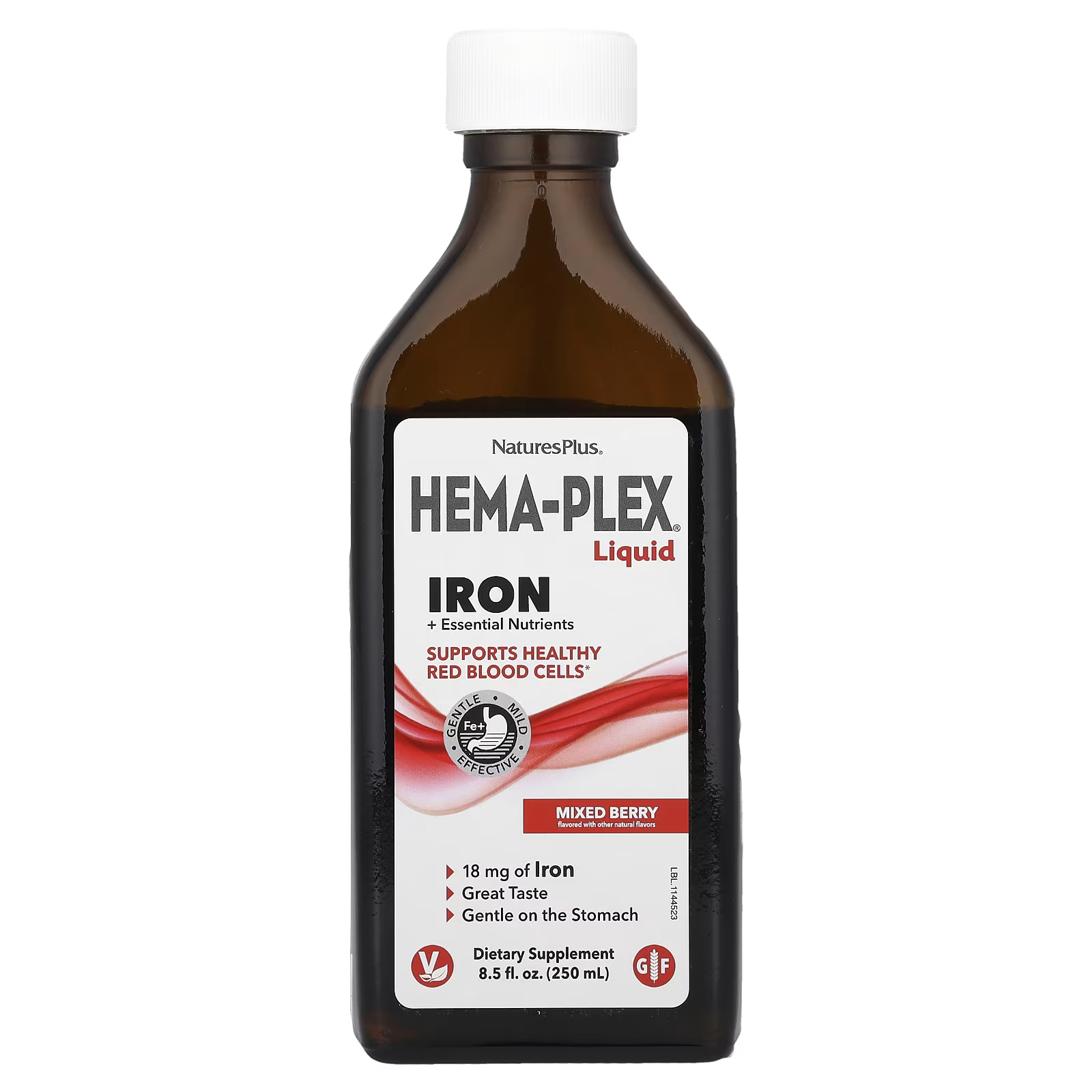 Комплекс вітамінів та мінералів із залізом, Natures Plus Hema-Plex Liquid, 250 мл (Ягідний мікс)
