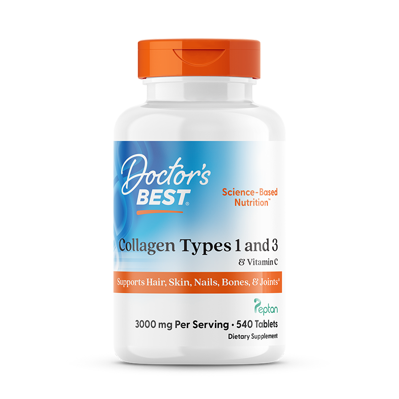 Колаген 1 та 3 типу з вітаміном С, Doctor's Best Collagen Types 1 and 3 & Vitamin C, 3000 мг, 540 таблеток