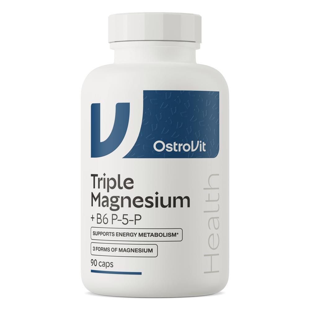 Магній з вітаміном B6, OstroVit Triple Magnesium+B6 P-5-P, 90 капсул