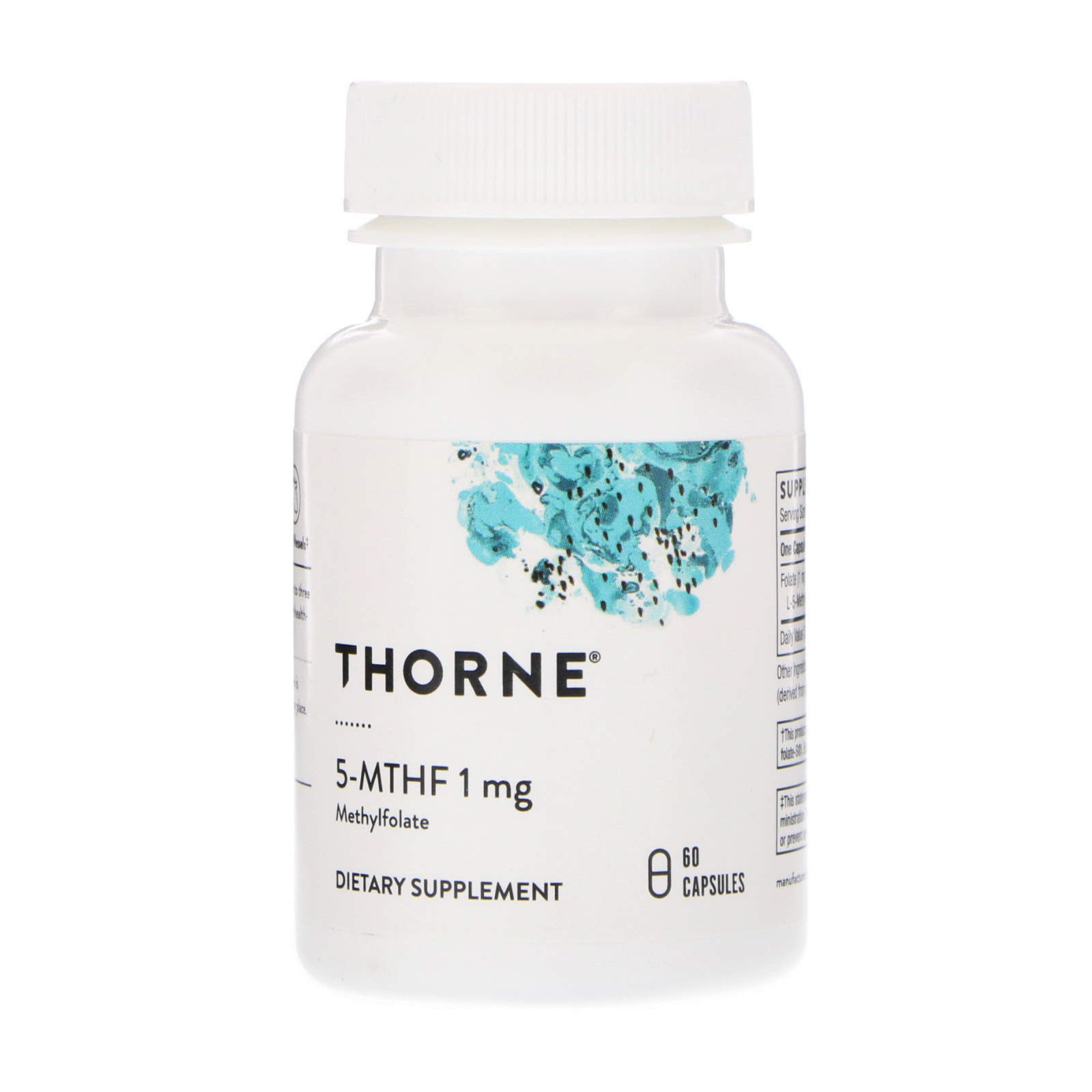 Метилфолат (вітамін B9), Thorne Research 5-MTHF, 1 мг, 60 капсул