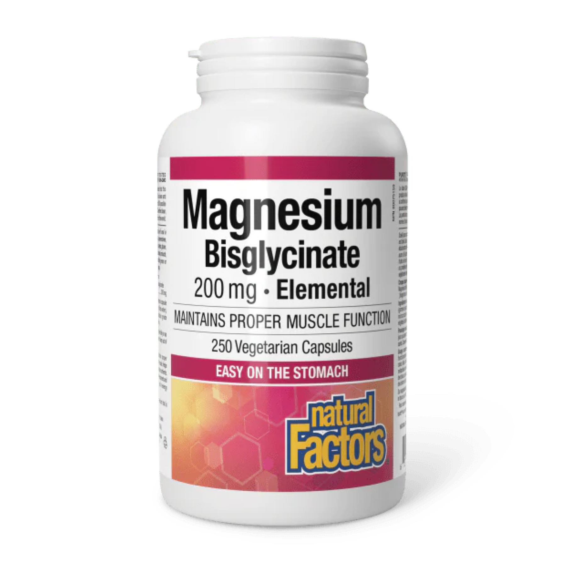 Магній бісгліцинат, Natural Factors Magnesium Bisglycinate Pure, 200 мг, 250 капсул