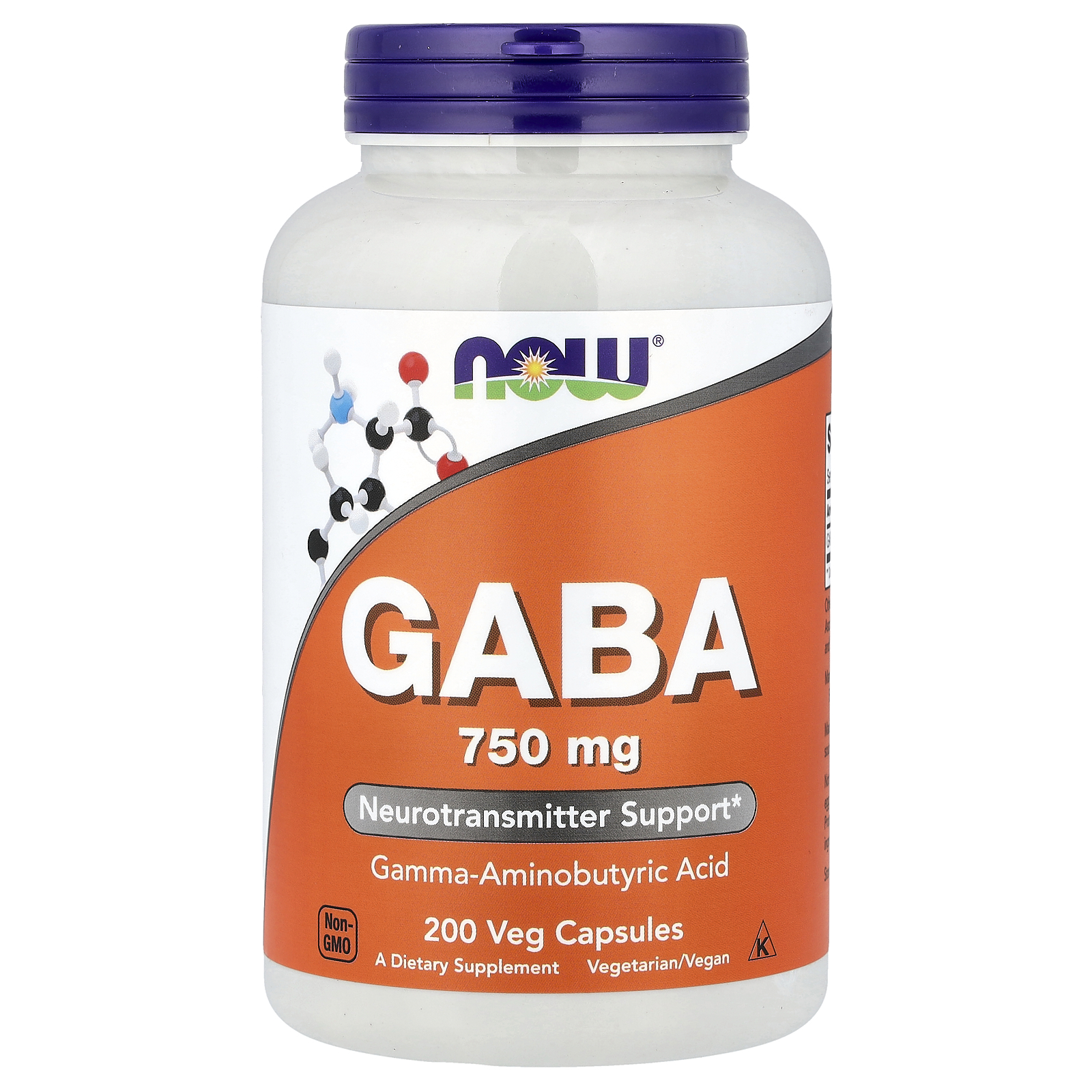 ГАМК (гамма-аміномасляна кислота), Now Foods GABA, 750 мг, 200 вегетаріанських капсул