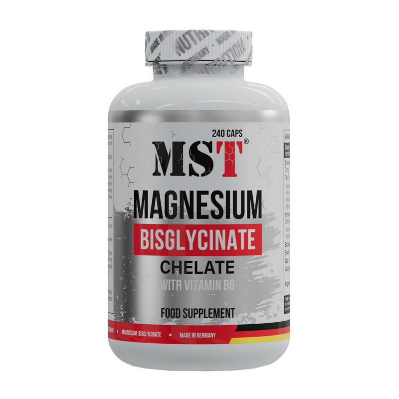 Магній бісгліцинат, MST Magnesium Bisglycinate With Vitamin B6, 240 капсул