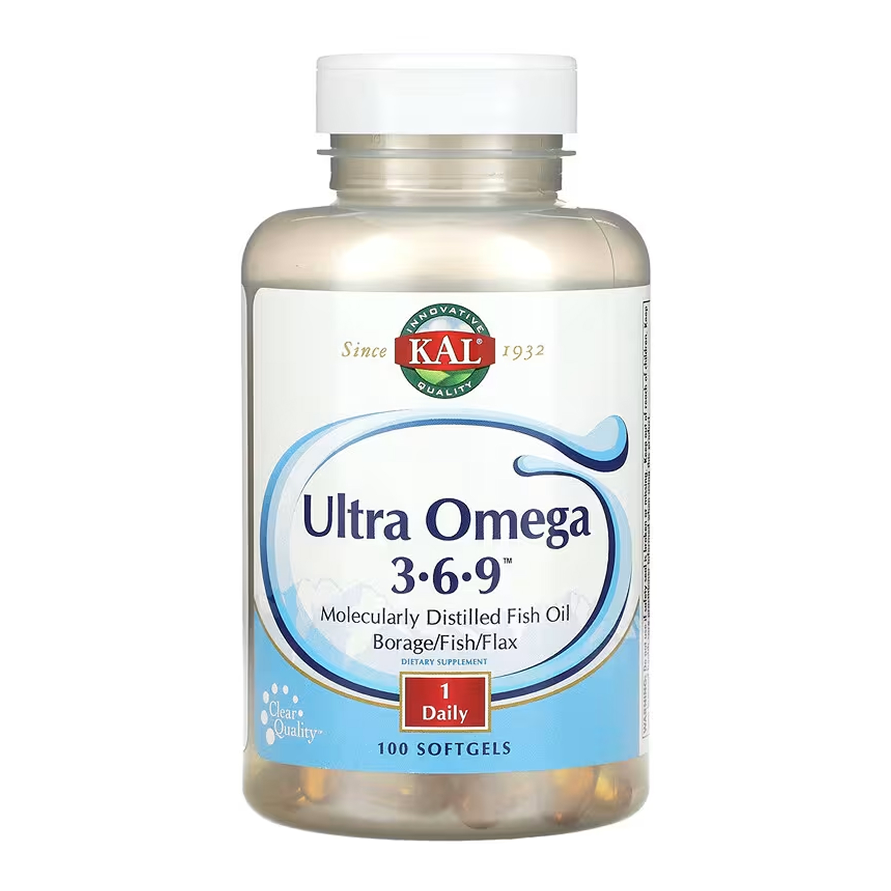 Омега 3-6-9, Kal Ultra Omega 3-6-9, 1200 мг, 100 м'яких капсул