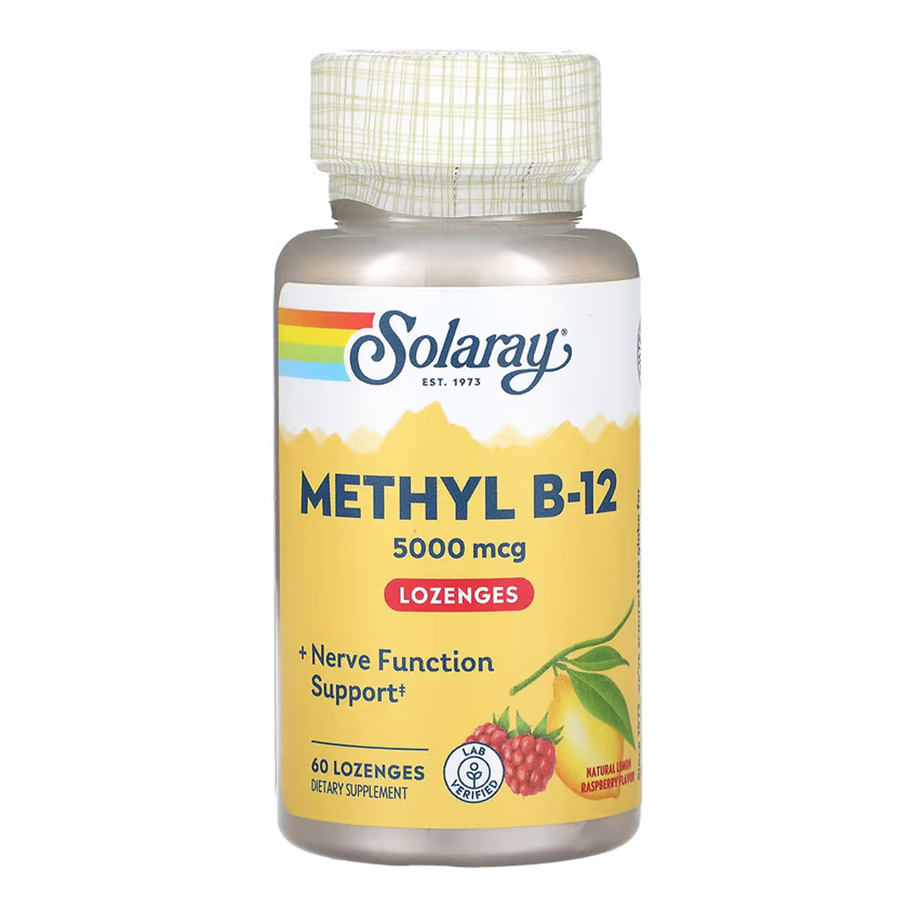 Вітамін B12 метилкобаламін, Solaray Methyl B-12, 5000 мкг, 60 пастилок