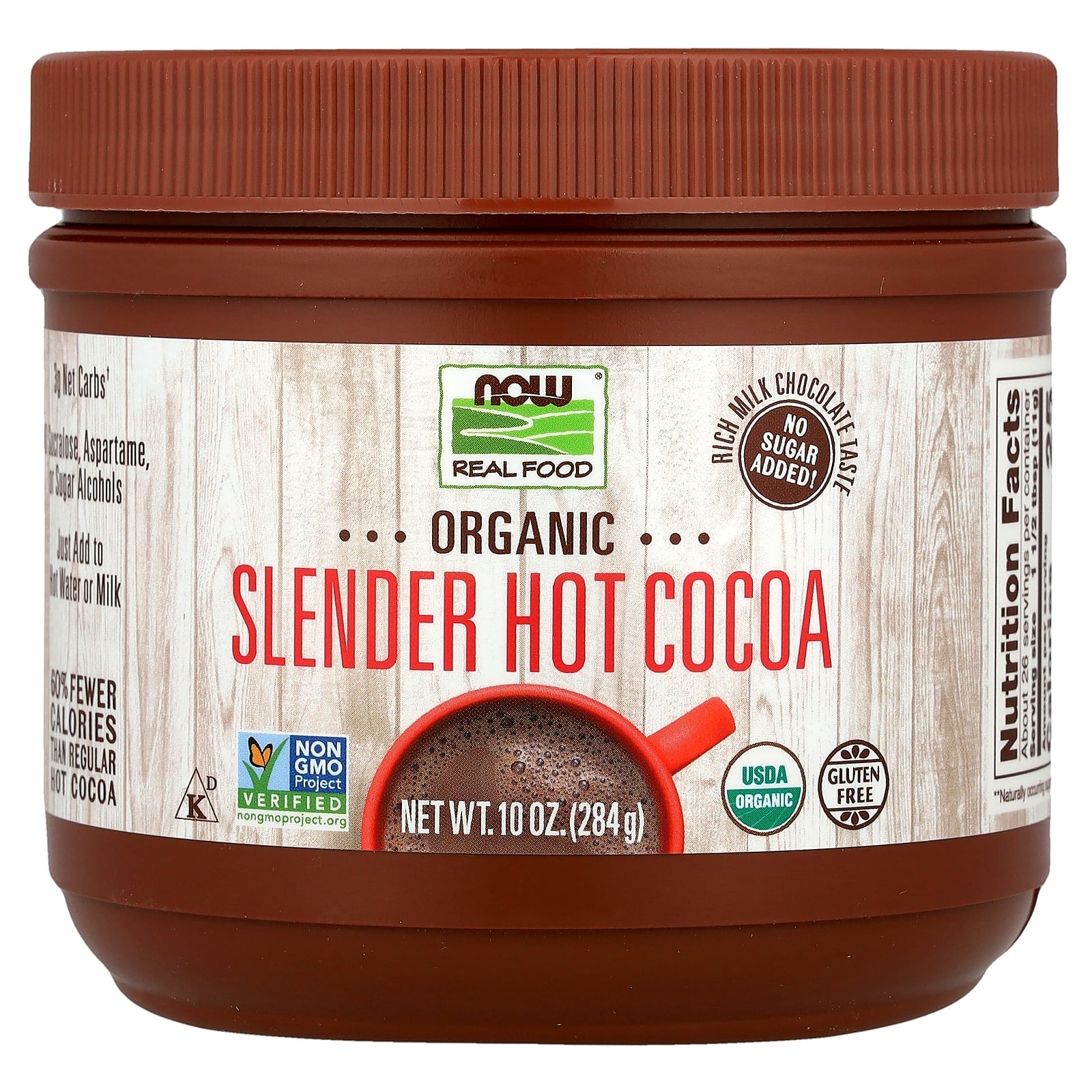Какао органічне, Now Foods Slender Hot Cocoa Organic, 284 г