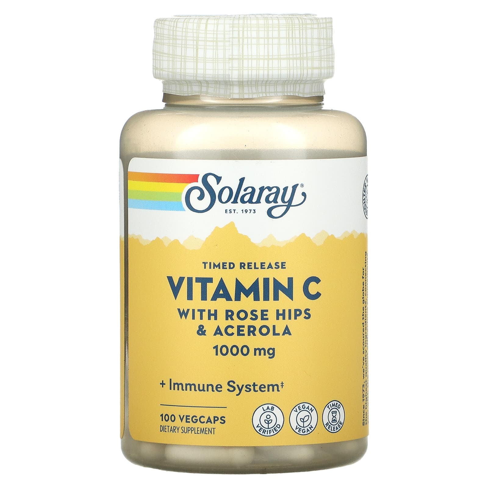 Вітамін С з уповільненим вивільненням, Solaray Vitamin C, Two-Stage Timed-Release, 1000 мг, 100 вегетаріанських капсул