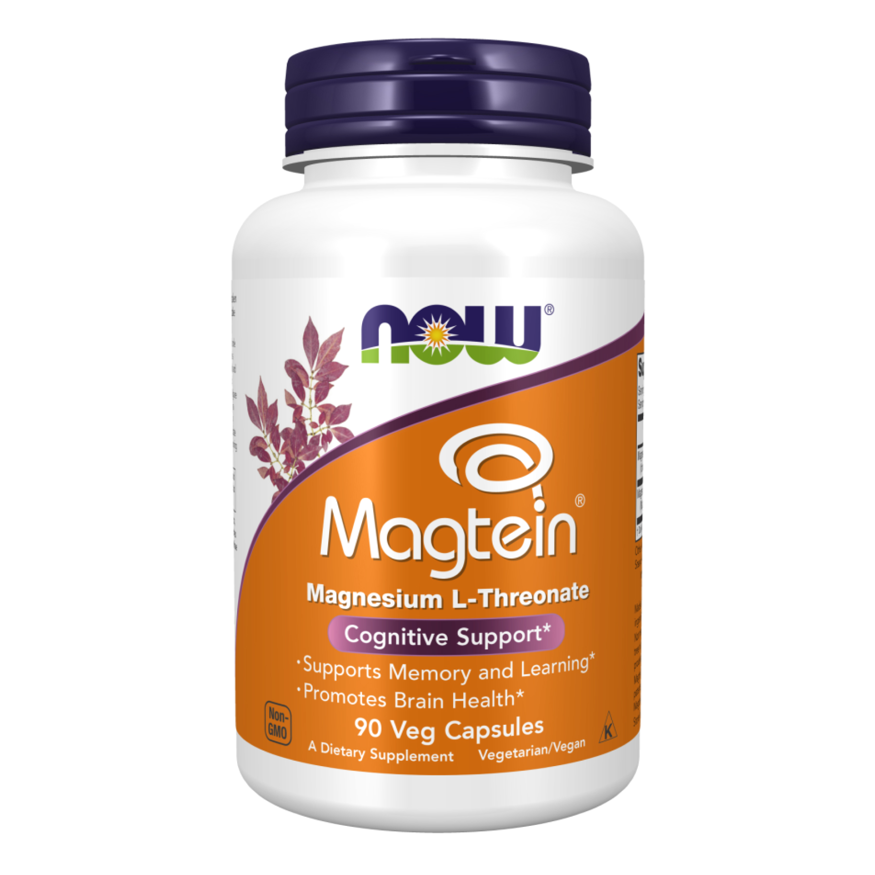 Магній L-треонат, Now Foods Magtein, 90 вегетаріанських капсул