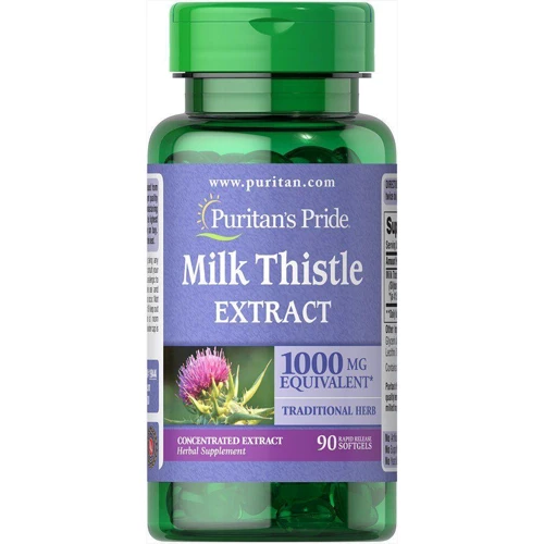 Екстракт розторопші, Puritan's Pride Milk Thistle Extract, 1000 мг, 90 м'яких капсул
