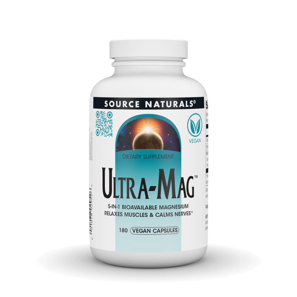Магній, Source Naturals Ultra-Mag, 180 вегетаріанських капсул