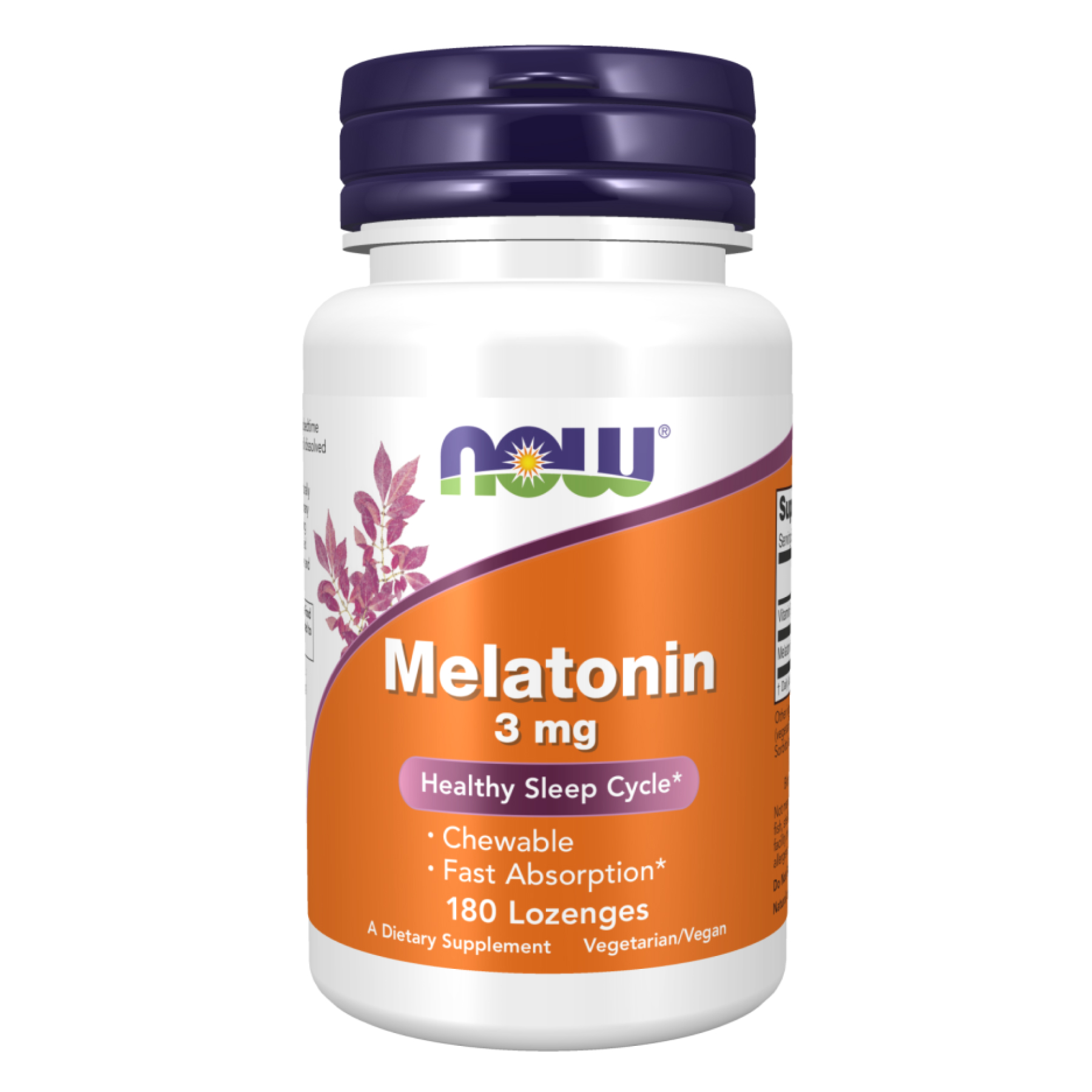 Мелатонін для покращення сну, Now Foods Melatonin, 3 мг, 180 пастилок (М'ята)