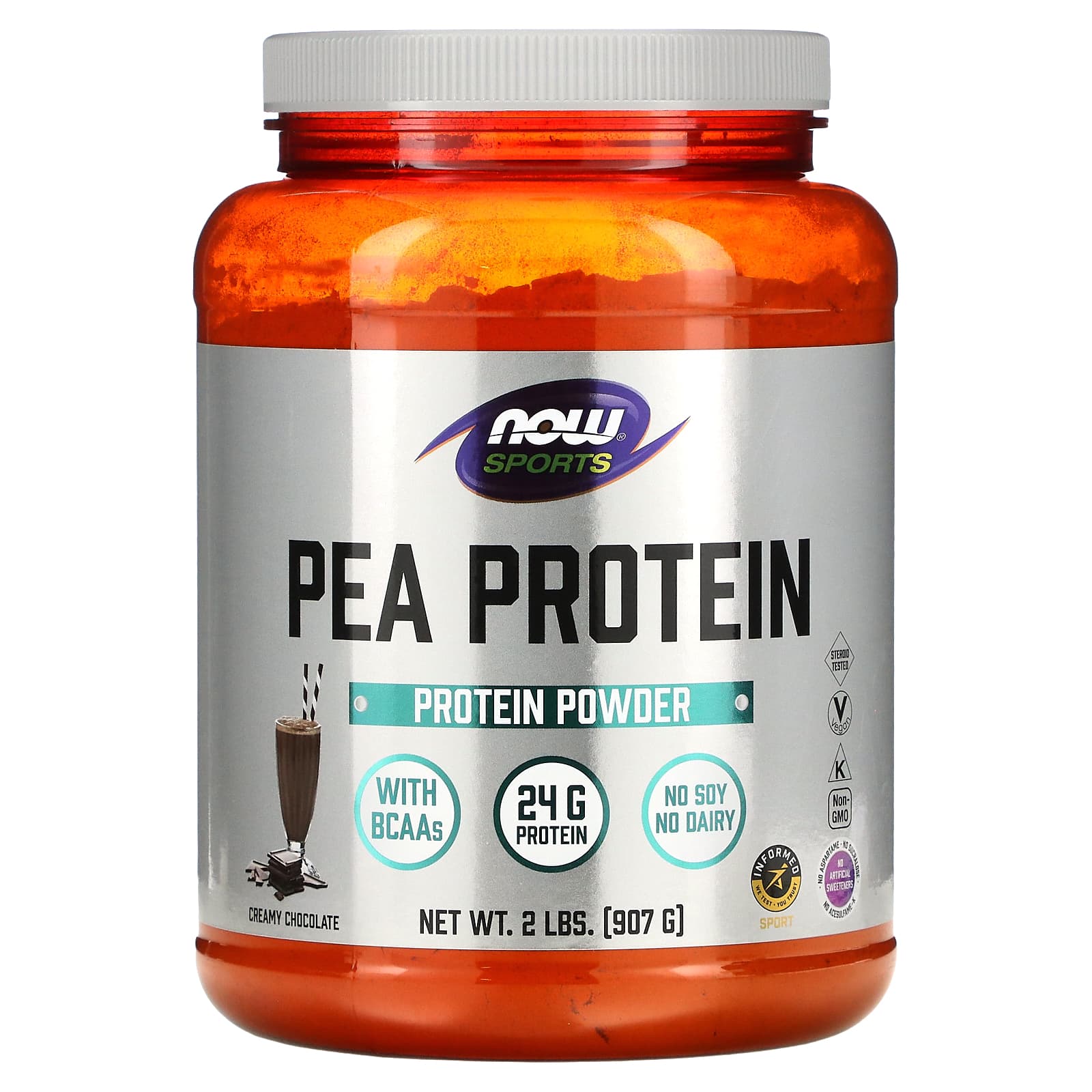 Гороховий протеїн, Now Foods Pea Protein Powder, 907 г (Вершковий шоколад)
