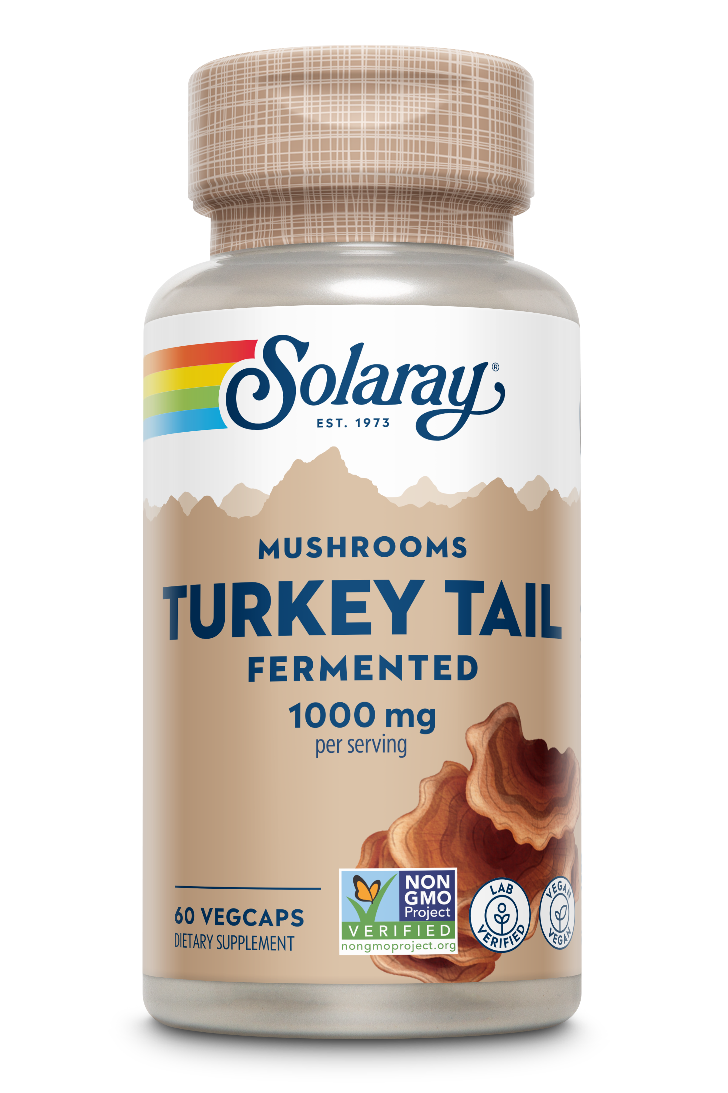 Ферментований гриб трамет (Turkey Tail), Solaray Org Grown Fermented Turkey Tail, 500 мг, 60 вегетаріанських капсул