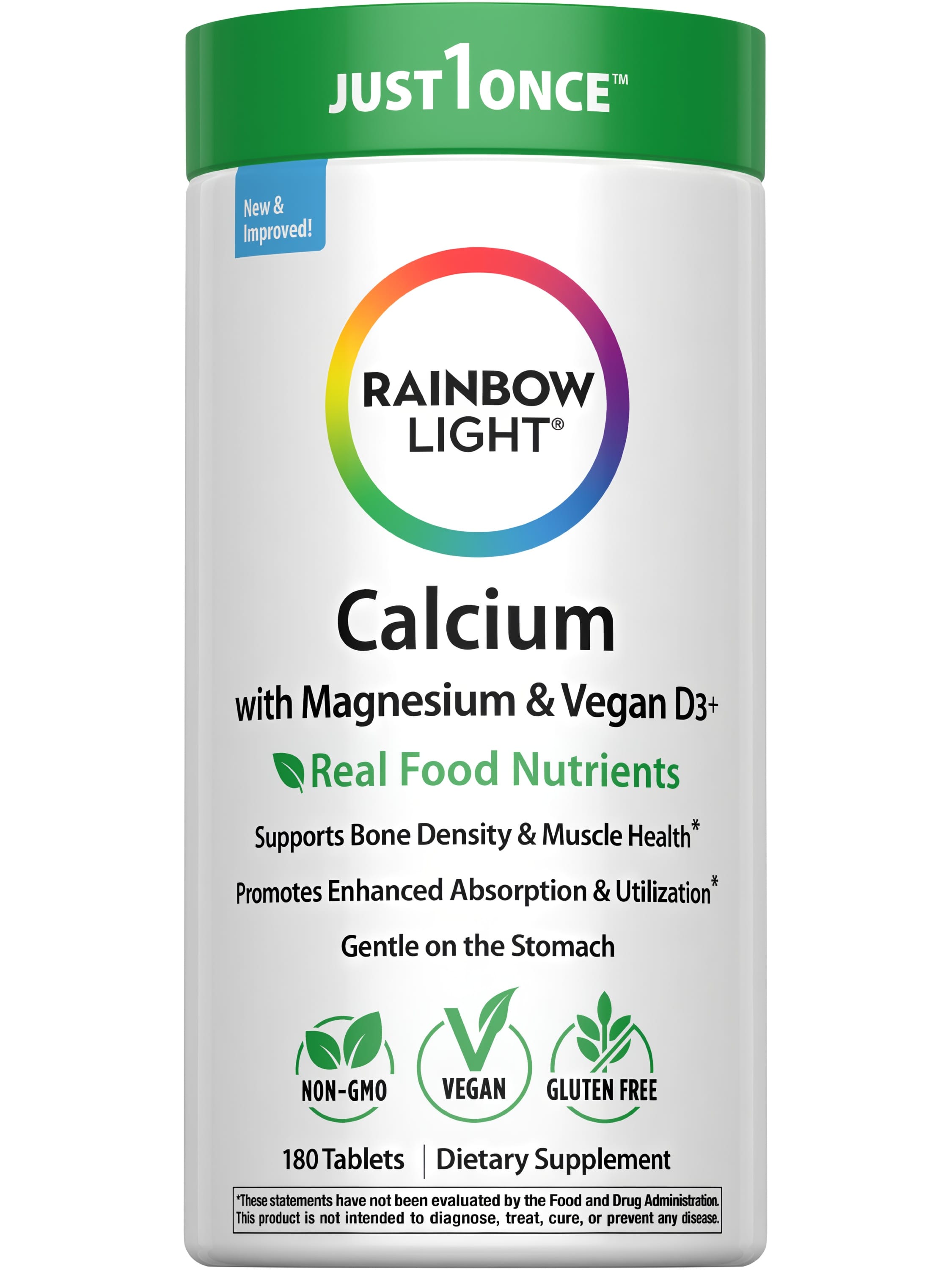 Кальцій з магнієм та вітаміном D3, Rainbow Light Calcium with Magnesium & Vegan D3+, 500/250 мг, 180 таблеток