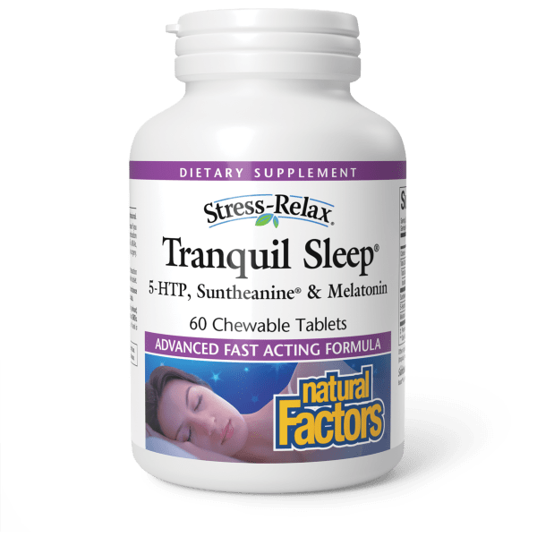 Комплекс для сну, Natural Factors Stress-Relax Tranquil Sleep, 60 жувальних таблеток