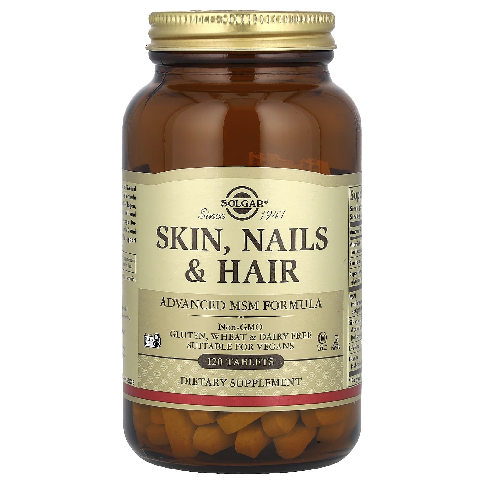 Вітаміни для волосся, шкіри та нігтів, Solgar Skin, Nails & Hair Advanced MSM Formula, 120 таблеток