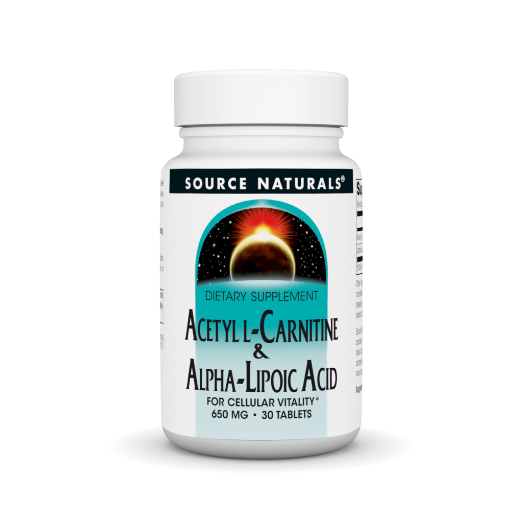 Ацетил L-карнітин та альфа-ліпоєва кислота, Source Naturals Acetyl L-Carnitine & Alpha-Lipoic Acid, 650 мг, 30 таблеток