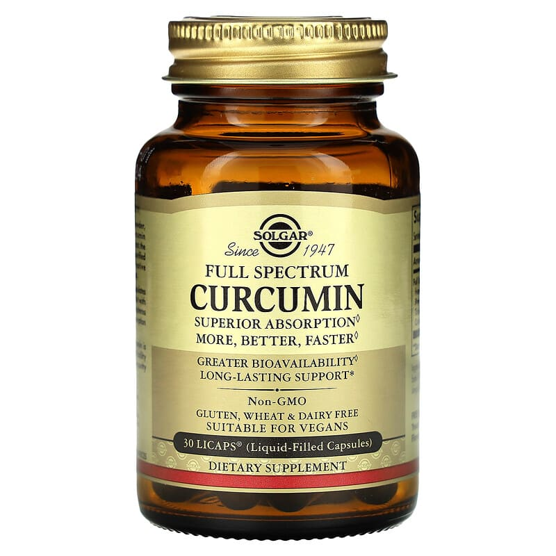 Куркумін, Solgar Full Spectrum Curcumin, 30 м'яких капсул