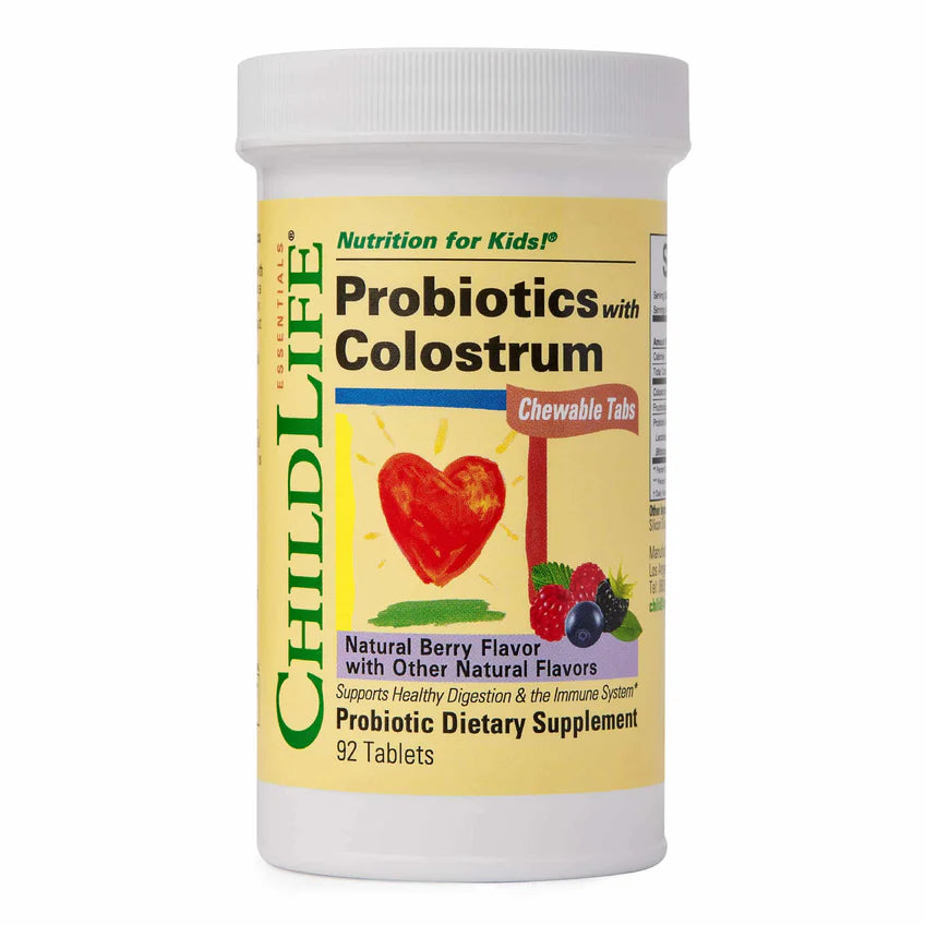Пробіотик для дітей з молозивом, ChildLife Probiotics with Colostrum, 90 таблеток (Ягоди)
