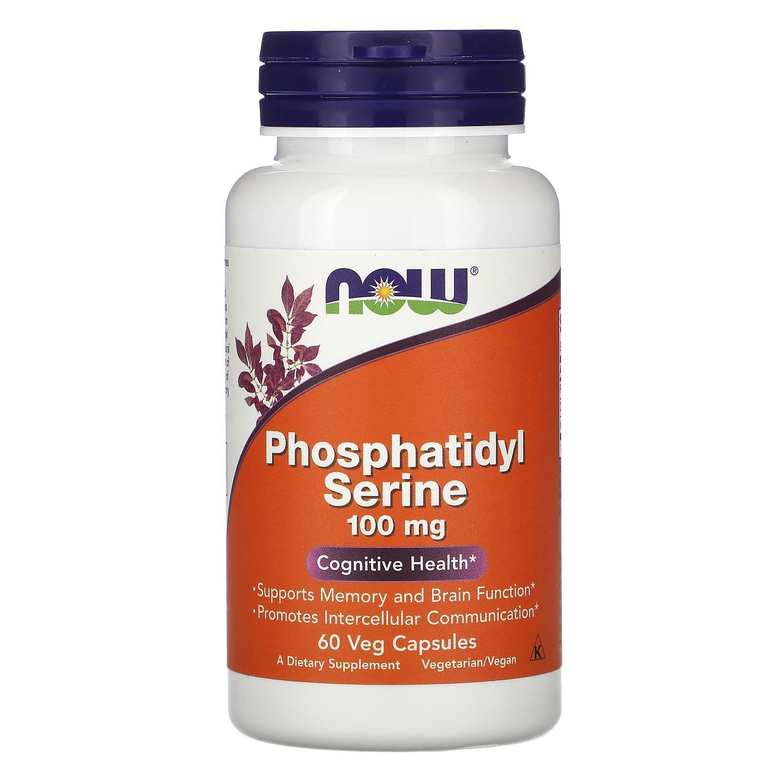 Фосфатидилсерін, Phosphatidyl Serine, Now Foods, 100 мг, 60 вегетаріанських капсул