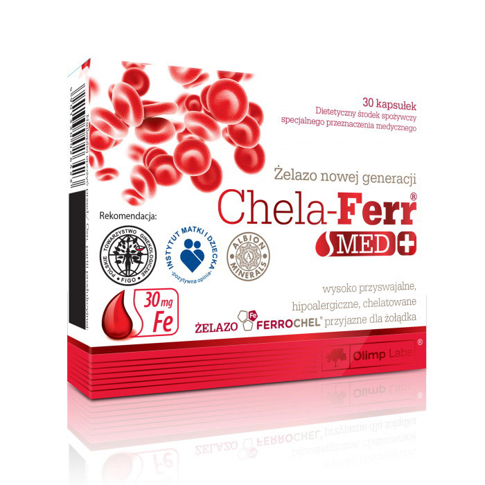 Залізо, Olimp Nutrition Chela-Ferr Med +, 30 капсул