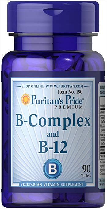 Вітаміни групи B, Puritan's Pride Vitamin B-Complex and Vitamin B-12, 90 таблеток