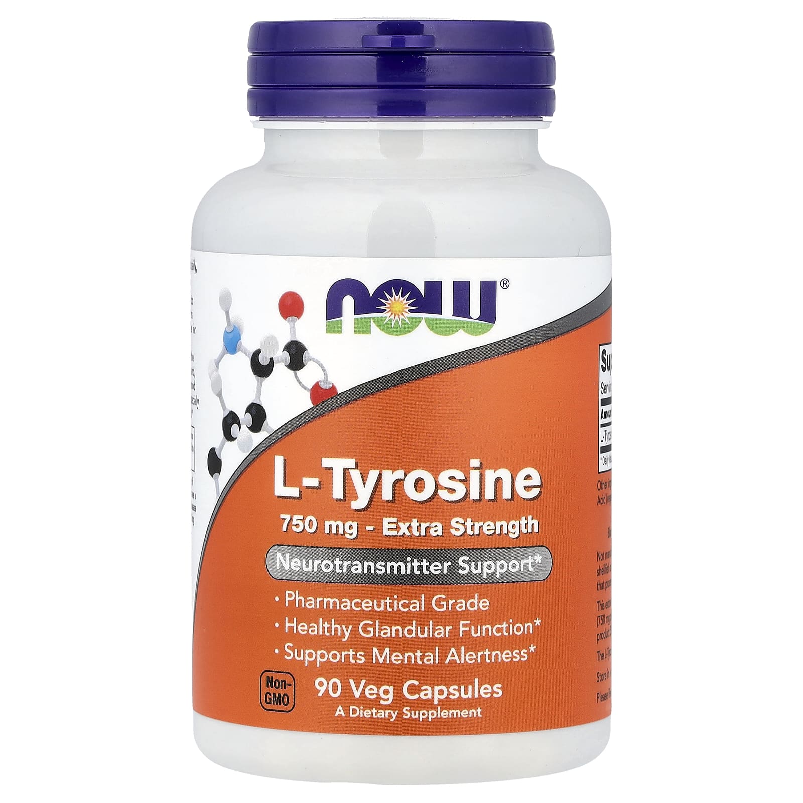 L-Тирозин, Now Foods L-Tyrosine, 750 мг, 90 вегетаріанських капсул