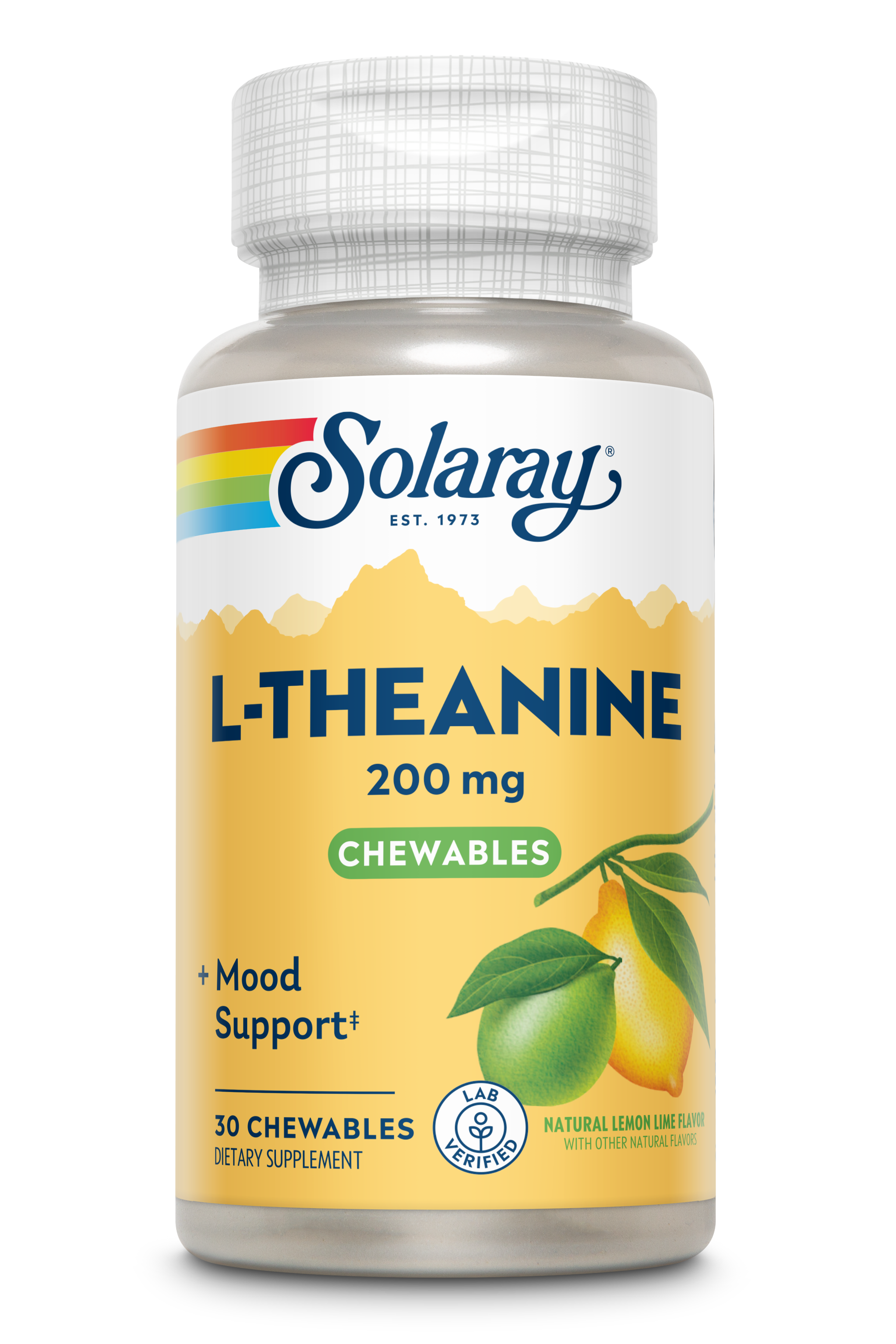 L-теанін, Solaray L-Theanine, 200 мг, 30 жувальних таблеток