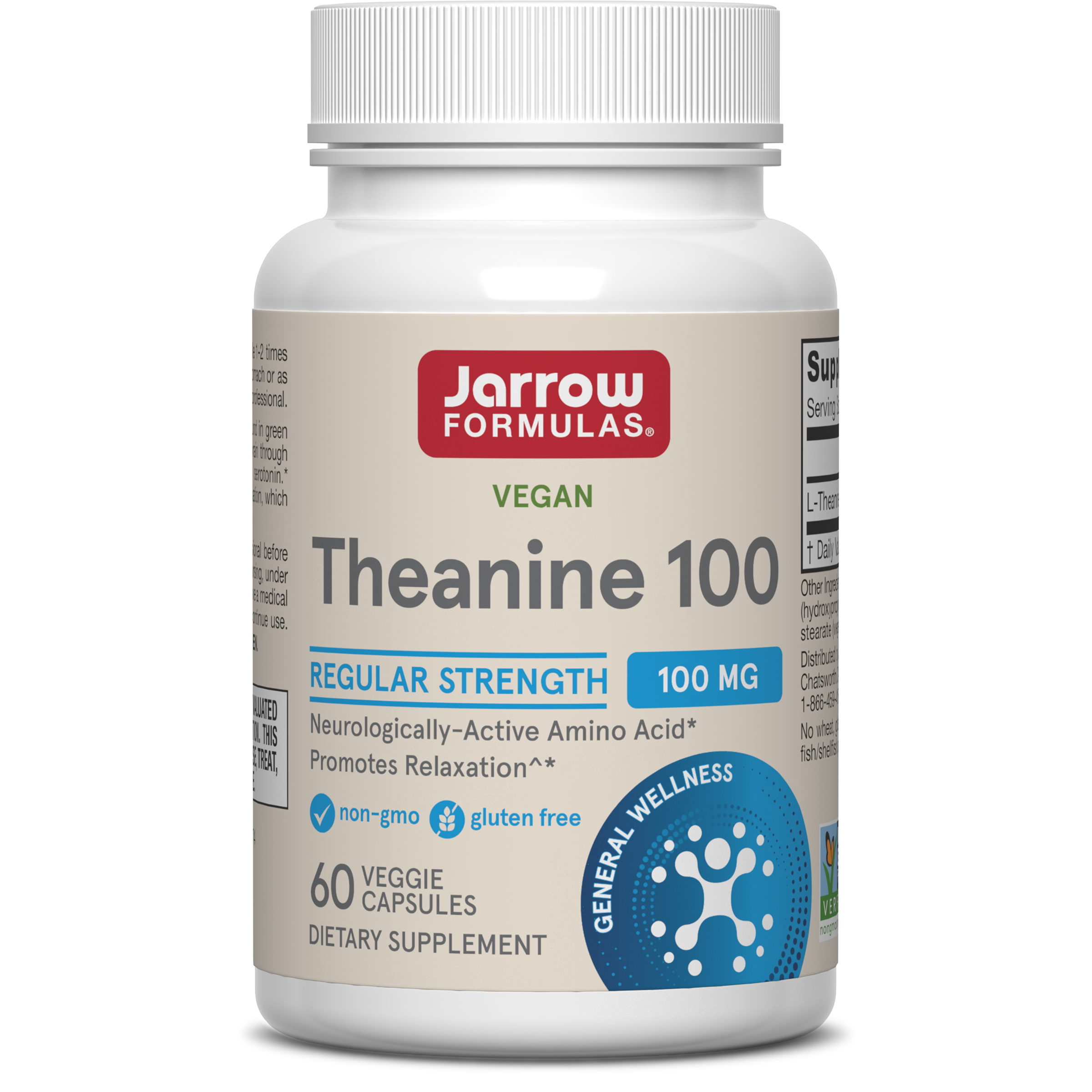 L-теанін для релаксації, Jarrow Formulas Theanine 100, 100 мг, 60 капсул