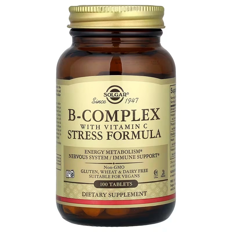 Вітаміни групи B та C, Solgar B-Complex with Vitamin C Stress Formula, 100 таблеток