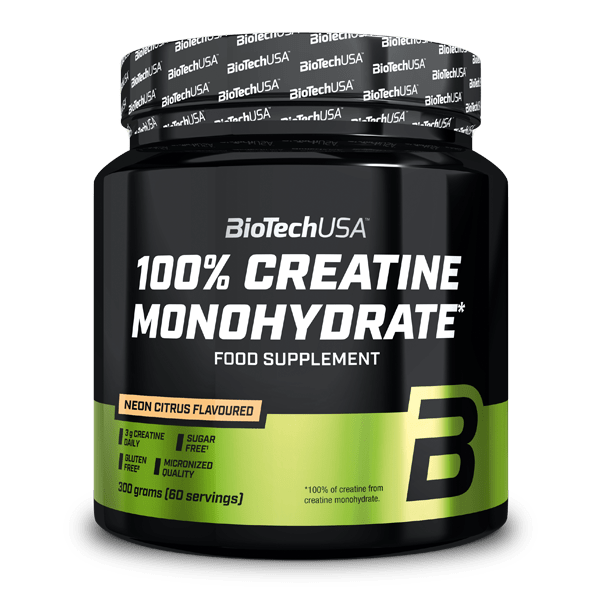 Креатин моногідрат, BioTech 100% Creatine Monohydrate, 300 г (Неоновий цитрус)
