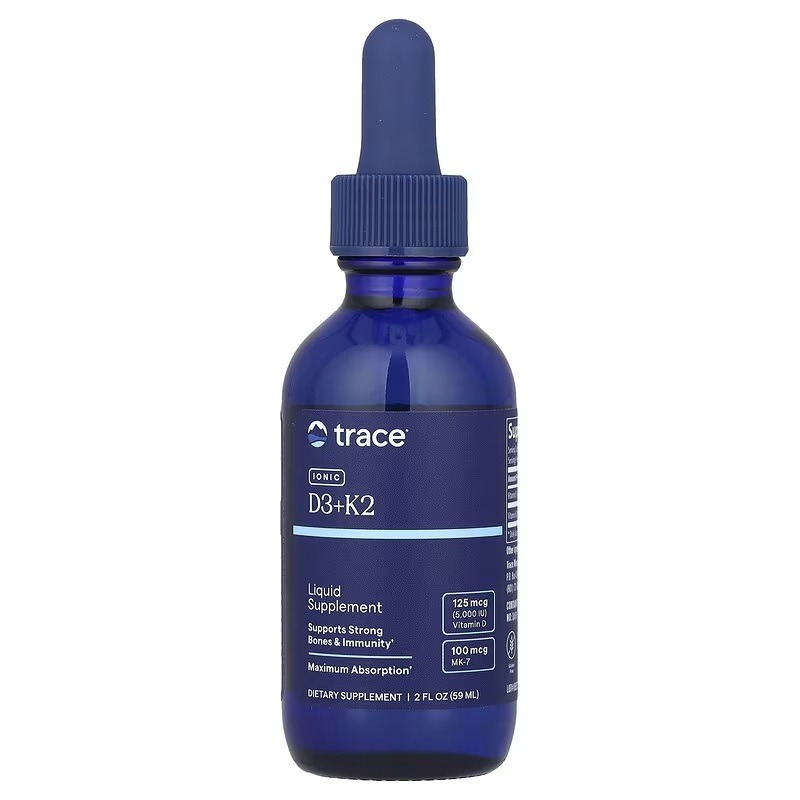 Вітаміни D3 та K2, Trace Minerals Research Ionic D3+K2, 59 мл