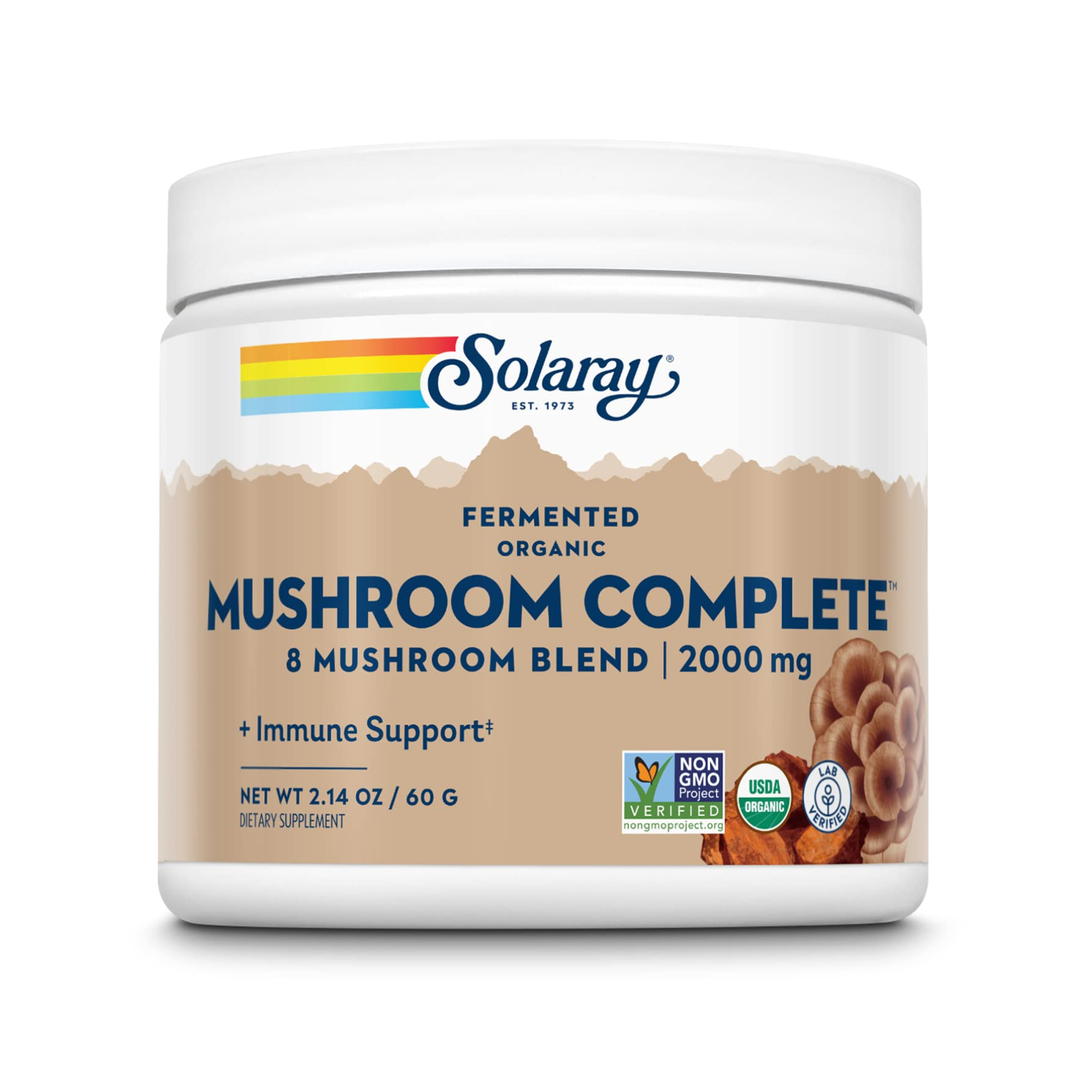 Комплекс ферментованих грибів, Solaray Organic Fermented Mushroom Complete, 2000 мг, 60 г