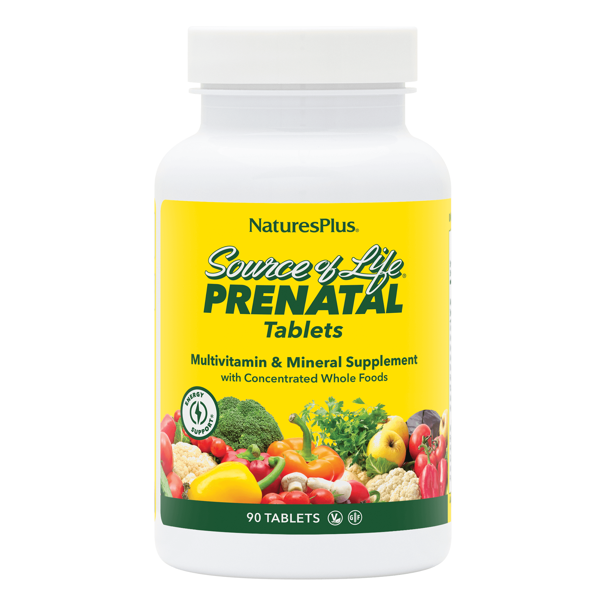 Мультивітаміни для вагітних, Natures Plus Source of Life Prenatal, 90 таблеток