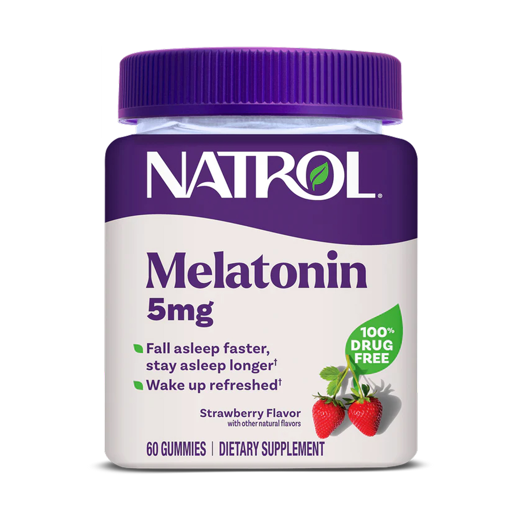 Мелатонін, Natrol Melatonin, 5 мг, 60 жувальних таблеток (Полуниця)